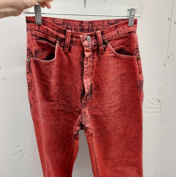 Wrangler Vintage Red Acid Wash Cotton High Rise Western Jeans - Picture 15 of 16